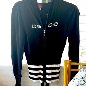 Black Bebe Zip-up Sweater Size Medium